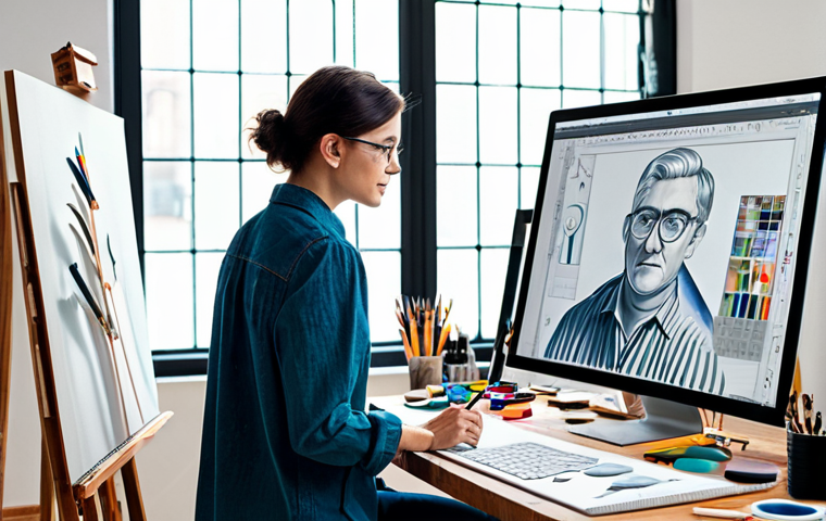 **
"A professional artist in a brightly lit studio, surrounded by canvases and digital art tools, fully clothed in a stylish, practical outfit, safe for work, appropriate content, perfect anatomy, natural proportions, modest attire, professional setting, showcasing the integration of AI tools in the artistic process, family-friendly, demonstrating creativity and innovation, high resolution."
**