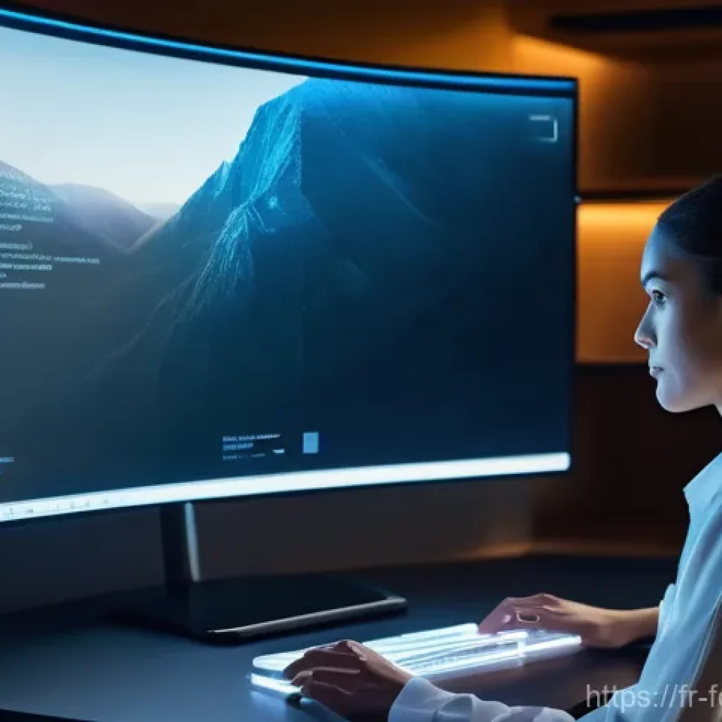 미래의 영화 제작  AI의 역할 - **AI Screenwriting Collaboration:** A focused screenwriter, a woman in her late 30s with her hair ti...