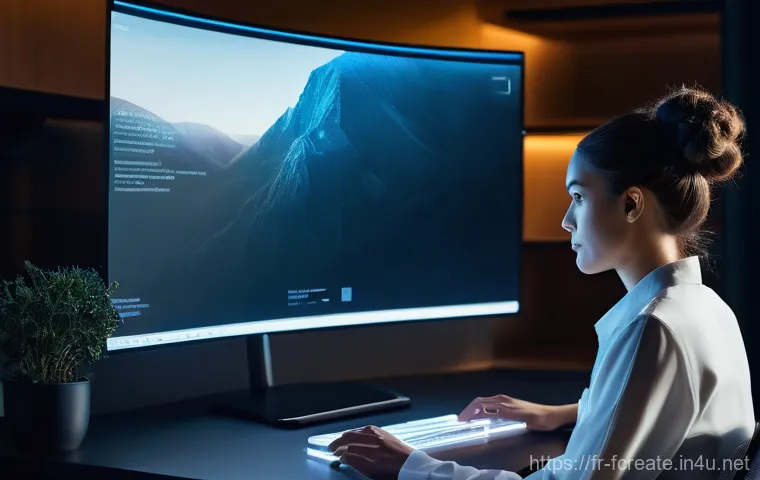 미래의 영화 제작 AI의 역할 - **AI Screenwriting Collaboration:** A focused screenwriter, a woman in her late 30s with her hair ti...