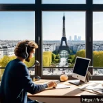 Home 20 AI와 창작에서의 상호작용 - A modern digital artist’s studio in Paris, showcasing a diverse array of AI-powered creative tools o...